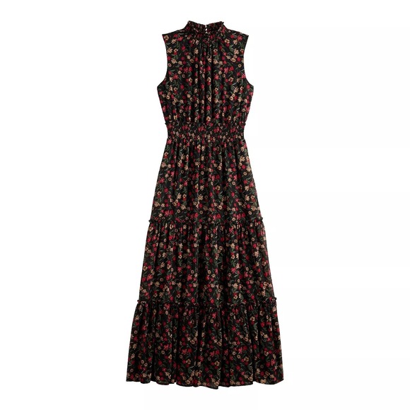 Draper James RSVP Dresses & Skirts - NWT Draper James RSVP Lurex Maxi Dress Womens‎ M Black Floral Metallic Tiered